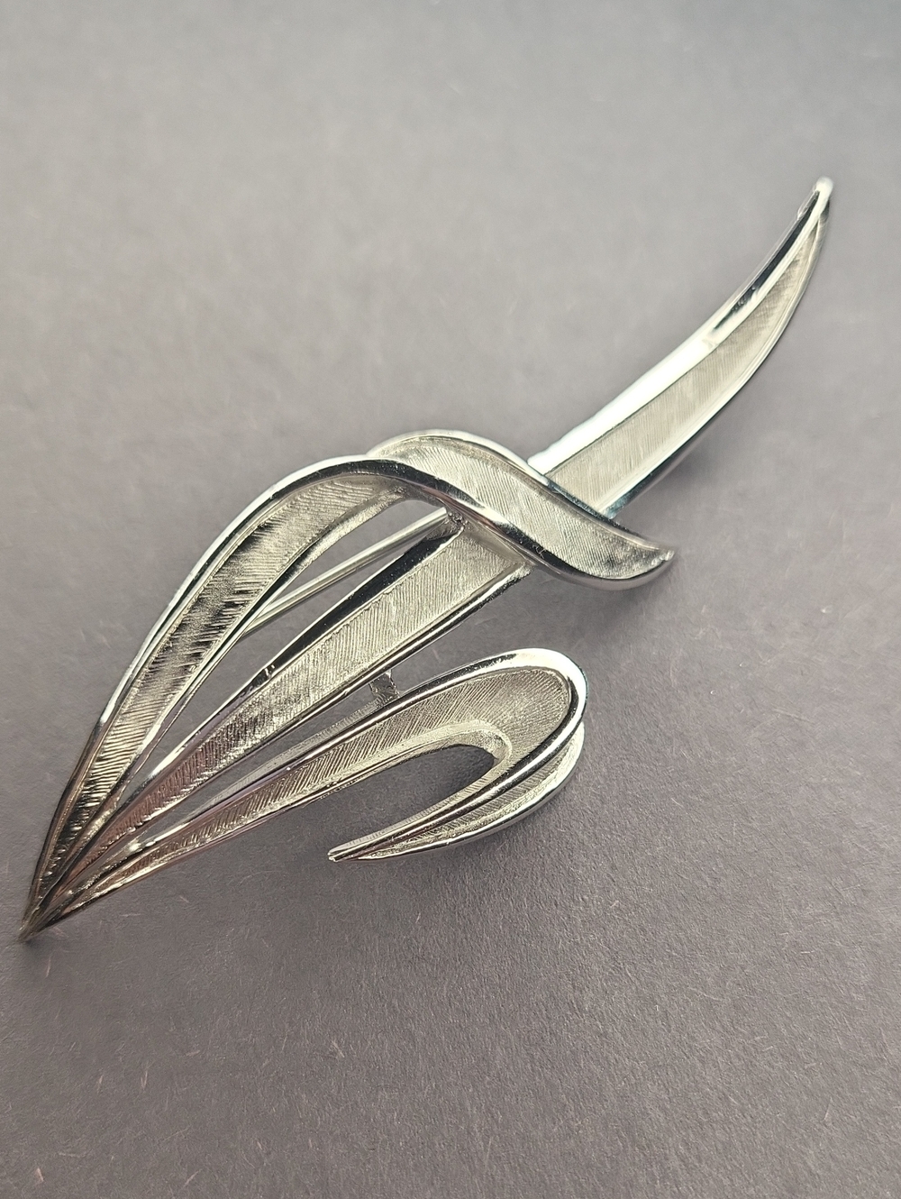 Trifari Silver-Tone Abstract Swirl Brooch